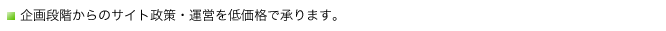 企画段階からのサイト政策・運営を低価格で承ります。